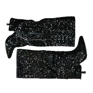 a new day Black Sequin Heeled Boots